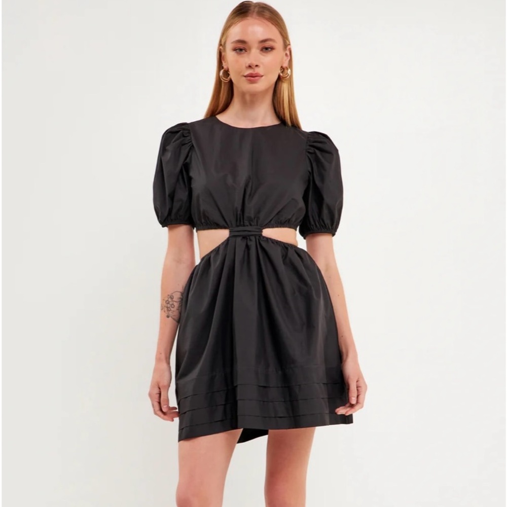 English Factory Mini Pleat Cut Out Dress